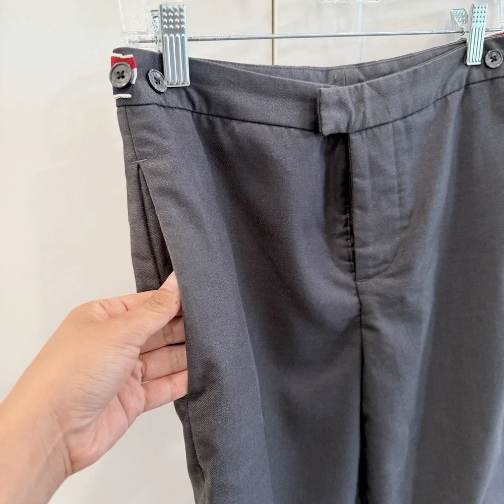 Thom Browne Gray Cropped Trousers Pants Size 38 IT Cotton 4 Bar Tabs Corporate